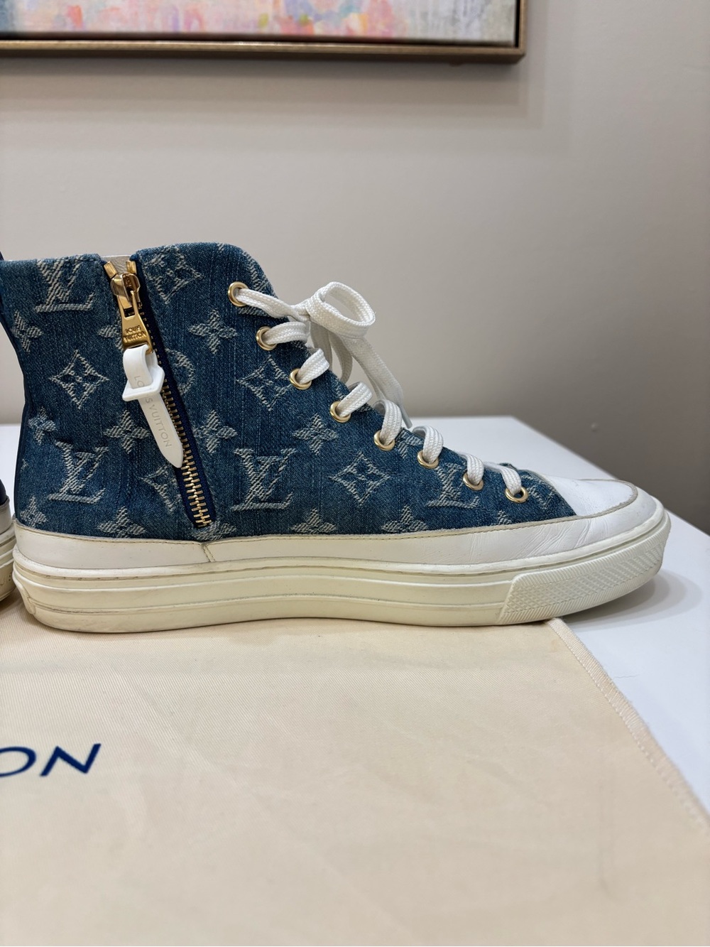 🔵 Louis Vuitton Stellar Sneaker Boot – Monogram Denim High-Top - Picture 3 of 12